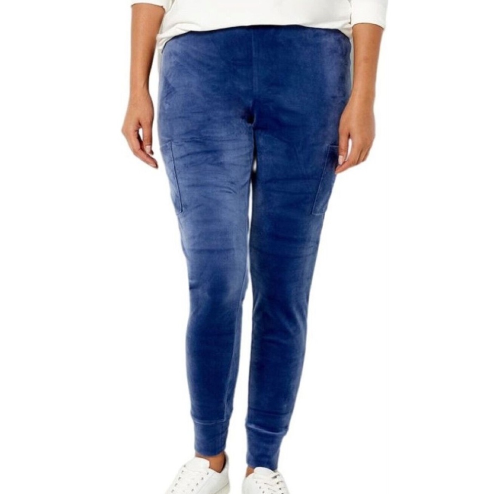 Denim & Co Comfort Zone Velour Pull-On Cargo Joggers